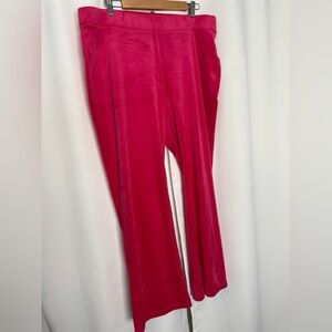 Juicy Couture Vibrant Pink Slight Flare Velour Pants XXL